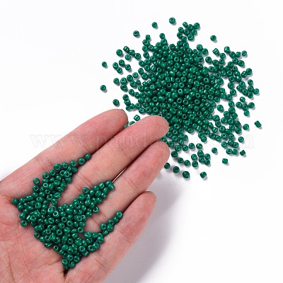 焼付塗装ガラスシードビーズ  ティール  8/0  3mm  穴：1mm  約1111個/50g  50 G /袋  18袋/2ポンド&nbsp;SEED-US0003-3mm-K26-1