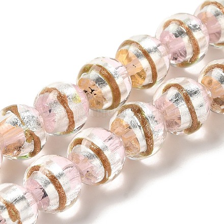 ランプワークビーズ連売り  ラウンド  ピンク  12mm  穴：1.2mm  約45個/連  19.29''（49センチメートル）&nbsp;LAMP-E036-07B-1