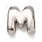 Brass Beads, Long-Lasting Plated, Rack Plating, Lead Free & Cadmium Free, Platinum, Letter M, 21x19x7.5mm, Hole: 18x4mm