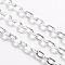 Iron Cable Chains, Unwelded, with Spool, Flat Oval, Cadmium Free & Lead Free, Silver Color Plated, 4.1x3x0.8mm, about 32.8 Feet(10m)/roll