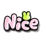Opaque Resin Cabochons, Word Nice, Pink, 24.5x42.5x5mm