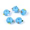 Handmade Lampwork Bumpy Beads, Donut, Deep Sky Blue, 11~15.5x8.5~9.5mm, Hole: 1~1.8mm
