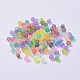 透明艶消しガラスビーズ  ラウンド  ミックスカラー  4~4.5x4mm  穴：1mm  約100個/袋&nbsp;FGLA-R001-4mm-M-5
