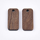 ウォールナットウッドペンダント  角丸長方形  サドルブラウン  21x10x2.5~3mm  穴：1.8mm&nbsp;WOOD-S054-31-2
