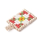 手作りシードビーズ  織機模様  長方形のペンダント  花  23x13x2mm  穴：3x1.5mm&nbsp;PALLOY-MZ00151-02-3