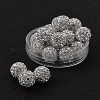 A級ラインストーンビーズ  パヴェボールディスコビーズ  樹脂と陶土  ラウンド  ホワイト  pp11（1.7~1.8mm）  10mm  穴：1.5mm&nbsp;RB-B026-17