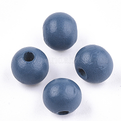 塗装天然木ビーズ  ラウンド  スチールブルー  10x8.5~9mm  穴：2~3mm