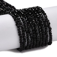 透明ガラスビーズ連売り  多面カットラウンド  ブラック  2mm  穴：0.8mm  約160~178個/連  13.58 ~14.17インチ（34.5~36cm）
