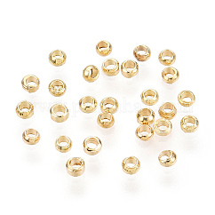 真鍮製つぶし玉カシメ玉  長持ちメッキ  ロンデル  ライトゴールド  2x1.5mm  穴：1mm  約500個/5g