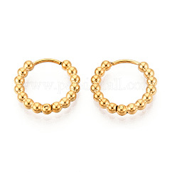 女性用304ステンレスフープピアス  リング  イオンプレーティング（ip）  14KGP本金メッキ  15x2.5mm