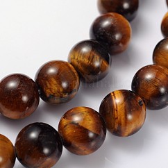 天然石ビーズ連売り  グレードAB +タイガーアイ  ラウンド  直径約8mm  穴：約1mm  15~16インチ