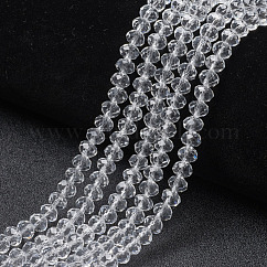 ガラスビーズ連売り  多面カットそろばん  ロンデル  透明  8x6mm  穴：1mm  約60~62個/連  39~40cm