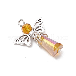 3個のガラスペンダント  円錐形の天使のチャーム  合金製の翼と鉄製のループ付き  多面カット  ミックスカラー  29.5x22x8mm  穴：2~2.5mm  3個/セット&nbsp;PALLOY-JF03664-03