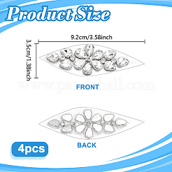 ラインストーンの衣類パッチ  花  クリスタル  92x35x6mm&nbsp;PATC-WH0028-027P