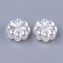 アクリルパール調ビーズ  花  乳白色  13x14x6mm  穴：2.5mm  約700個/500g&nbsp;OACR-T006-196