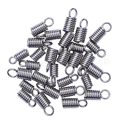 30個 3サイズ 304ステンレススチールコイルコードエンド  ステンレス鋼色  8x3.5mm  穴：1mm  10pcs /サイズ&nbsp;STAS-CJ0001-152