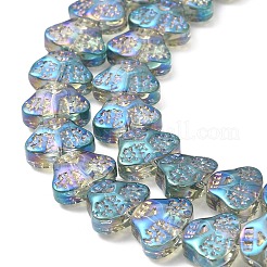 透明電気メッキガラスビーズ連売り  虹メッキ  スカルヘッド  ダークシアン  13x10x6mm  穴：1mm  約56個/連  25.59''（65センチメートル）&nbsp;EGLA-F158-FR02-A