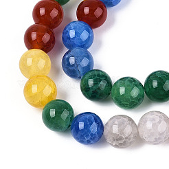天然石クラック瑪瑙ビーズ連売り  染め  ラウンド  カラフル  10~10.5mm  穴：0.8~1mm  約37個/連  14.57インチ（37cm）&nbsp;G-N349-09C-01