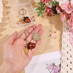木製どんぐり箱2個、合金エナメルの葉ペンダントカウンターチェーン付き  3色のガラスシードビーズロッキングステッチマーカー12個付き  ミックスカラー  プラチナ  11.8cm&nbsp;KEYC-CO00001