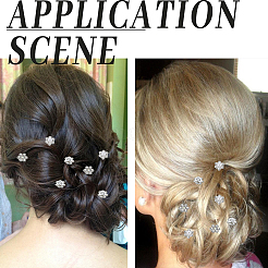 60個 3スタイル スパイラルヘアピン コイルアイロン ヘアアクセサリー  ABSイミテーションパール/ラインストーン付き  プラチナ  8.5~11.5x13.5~14mm  20個/スタイル&nbsp;OHAR-SP0001-10B