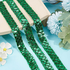 プラスチックスパンコールビーズ  スパンコールビーズ  装飾アクセサリー  3列パレットロール  フラットラウンド  グリーン  20x1.2mm  13m /カード&nbsp;OCOR-WH0079-78C