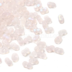 ガラスのフロストシードビーズ  ピーナッツ  ABカラーメッキ  ピンク  6x3.5x3mm  穴：1mm  約100個/袋&nbsp;SEED-NH0002-01B