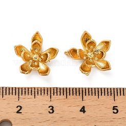 真鍮製ビーズキャップ  カドミウムフリー＆ニッケルフリー＆鉛フリー  花  18KGP本金メッキ  15x14x5mm  穴：1.8mm&nbsp;KK-H496-08G