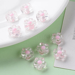 透明なアクリルビーズ  二層ビーズ  花  ピンク  12x12.5x6mm  穴：2.5mm  約893個/500g&nbsp;TACR-S152-06A-SS2112