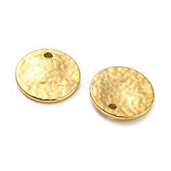 304ステンレススチールチャーム  テクスチャ  フラットラウンドのチャーム  18KGP本金メッキ  10x1mm  穴：1mm&nbsp;STAS-Z047-07G