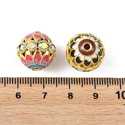 真鍮、合金、ラインストーン、エナメルビーズ  長持ちメッキ  ラウンド  ミックスカラー  ゴールドカラー  15mm  穴：2mm&nbsp;RB-CBA973B-11D-G