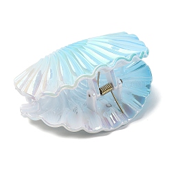 女性用 女の子用 プラスチック 爪 ヘアクリップ  シェル形状  鉄パーツ  ブルー  85x58x44mm&nbsp;PHAR-I010-01B