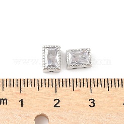 長方形の真鍮ガラスビーズ  長持ちメッキ  カドミウムフリー＆鉛フリー  ラックめっき  プラチナ  7.5x5.5x4mm  穴：1mm&nbsp;KK-Z101-01P