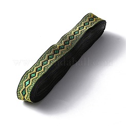 エスニック風ポリエステルリボン  ジャカードリボン  チロリアンリボン  菱形模様  濃い緑  3/4インチ（20mm）  約7.66ヤード（7m）/ロール&nbsp;OCOR-WH0047-37B