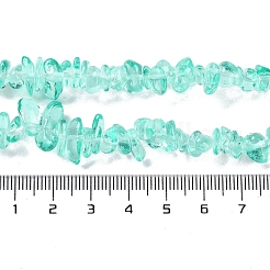 スプレープリント透明ガラスビーズ連売り  天然石風  チップ  ターコイズ  1~7x4~14x3~7.5mm  穴：0.4mm  31.50''~31.69''（80~80.5センチメートル）&nbsp;X-GLAA-P060-01A-08
