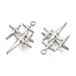 ラックメッキ合金ペンダント  カドミウムフリー＆鉛フリー  スター  プラチナ  29.5x23x3.2mm  穴：1.8mm&nbsp;PALLOY-F286-03P