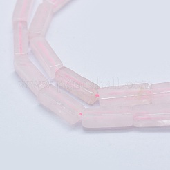 天然石ローズクォーツビーズ連売り  直方体の  12.5~13.5x3~5x3~4.5mm  穴：1mm  約30~32個/連  15.1~15.9インチ（38.5~40.5cm）&nbsp;G-F631-E11