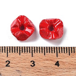 スプレープリントされた合金ビーズ  菱形  レッド  10x10x4mm  穴：1.8mm&nbsp;PALLOY-H134-50