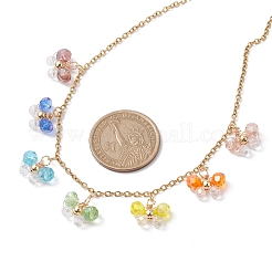 女性用ボヘミアンスタイルのステンレススチールガラスペンダントネックレス  蝶  カラフル  14.96インチ（38cm）&nbsp;NJEW-JN04655