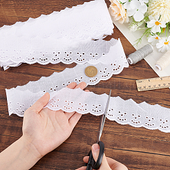 16ヤードのポリエステル刺繍中空花レーストリム  ウェーブエッジレースリボン  ホワイト  2-1/4インチ（58mm）&nbsp;OCOR-GA0002-04