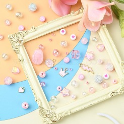 Diyピンクシリーズメイキングキット  合金エナメルペンダントを含む  アクリル＆プラスチックビーズ  ガラスシードビーズ  フラット弾性クリスタルストリング  ミックスカラー  20x7x1.5mm  穴：2mm  2pc&nbsp;DIY-FS0001-69