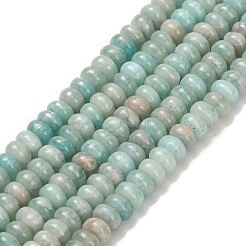天然石アマゾナイトビーズ連売り  ロンデル  4x1.5mm  穴：0.7mm  約155個/連  14.96''（38センチメートル）&nbsp;X-G-L635-A35-4x2mm