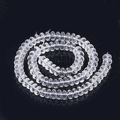 合成クオーツクリスタルビーズ連売り  多面カット  ロンデル  9~10x4.5~6mm  穴：1.2mm  約47個/連  15.5インチ&nbsp;G-S285-13