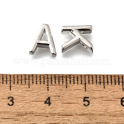 真鍮製チャーム26個  カドミウムフリー＆ニッケルフリー＆鉛フリー  a～zの文字  プラチナ  8~9x4.5~10x2.5~3mm  穴：1.2mm&nbsp;KK-R218-13P
