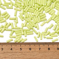 ベーキングペイントガラスツイストラッパビーズ  丸い穴  黄緑  7x2mm  穴：0.8mm  約13636個/ポンド&nbsp;SEED-C004-02E