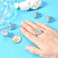 変色しにくい304ステンレススチール製カフリング金具  楕円トレイ付きベゼルカップリングセッティング  ステンレス鋼色  トレイ：14x10mm  内径：17mm  ワイド：24mm&nbsp;X-PW-WG41752-02
