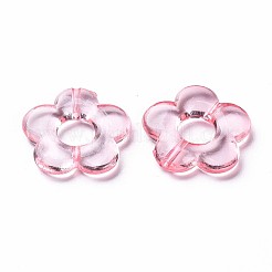 透明なアクリルビーズフレーム  花  ピンク  19x20x3.5mm  穴：1.6mm  内径：6.5mm&nbsp;X-TACR-S154-29B-26