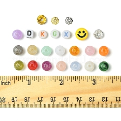 Diyジュエリーファインディングキット  アクリルビーズや真鍮ビーズを含む  混合図形  ミックスカラー  8mm  穴：2mm  15色  25個/カラー  375pc&nbsp;DIY-FS0007-89