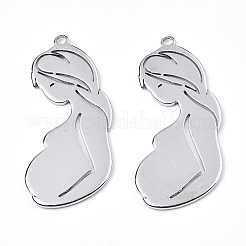 変色しない201ステンレススチールペンダント  妊婦  ステンレス鋼色  41x18x1mm  穴：2mm&nbsp;LS-STAS-N098-069P