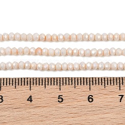 電気めっきロンデルガラスビーズ連売り  天然石風  多面カット  染め  アンティークホワイト  2.5x2mm  穴：0.7mm  約179個/連  14.57''（37センチメートル）&nbsp;GL-T021-2x2.5mm-17-19