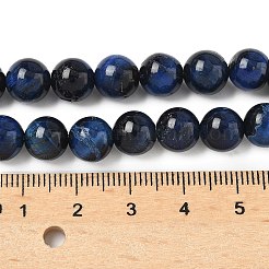 グレードB天然タイガーアイビーズ連売り  染め  ラウンド  ダークブルー  8.5mm  穴：1.2mm  約46~48個/連  14.76''（37.5センチメートル）&nbsp;X-G-F591-18-8mm-01